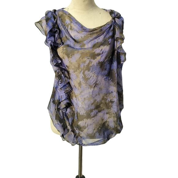 Phillip Lim (4) NWT Sheer silk ruffled cinched short sleeve cowl neck blouse - Picture 1 of 10